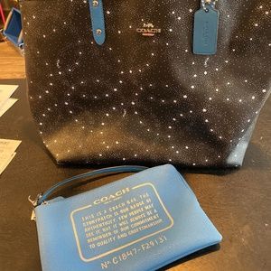 Coach Reversible Black & Blue Tote with Stars